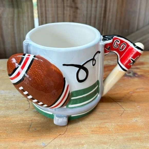 FIB Burton & Burton Sculpted Football Go Team Coffee Mug 12oz